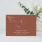 Invitation Fleur de coton Boho Terracotta brûlée merci (Debout devant)