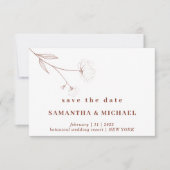 Invitation Fleur de coton Boho Terracotta Indie Enregistrer l (Devant)