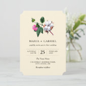 Invitation Fleur de coton en fleurs. Mariage botanique rustiq (Debout devant)