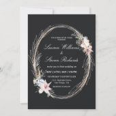 Invitation Fleur de couronnes blanches roses blanches personn (Devant)