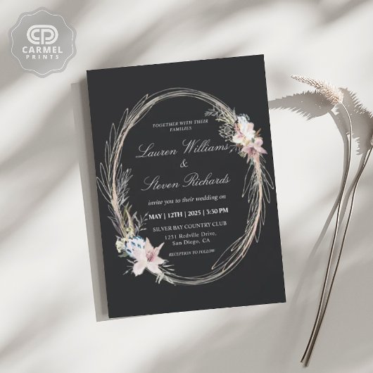 Invitation Fleur de couronnes blanches roses blanches personn