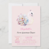 Invitation Fleur de cygne bébé rose Anniversaire (Devant)