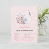 Invitation Fleur de cygne bébé rose Anniversaire (Debout devant)