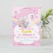 Invitation Fleur de cygne Couronne arc-en-ciel Coeurs Étoiles (Debout devant)