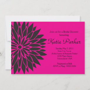 Invitation Fleur de dahlia rose et noir