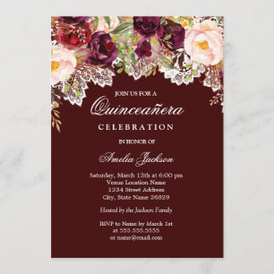 Invitation Fleur de dentelle rustique de Bourgogne pour Quinc