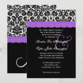 Invitation Fleur de dentelle violette blanche noire Mariage d (Devant / Derrière)