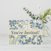 Invitation Fleur de feuille bleue asiatique japonaise (Debout devant)