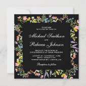 Invitation Fleur de Fleur de Champ Rustique Mariage Noir Tout (Devant)
