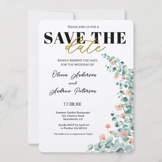 Invitation Fleur de fleur d'oranger save the date (Devant)