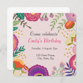 Invitation Fleur de fleurs rustiques fête d'anniversaire (Devant / Derrière)