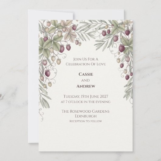 Invitation Fleur de fraisier & botanique d'olive (Devant)