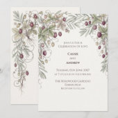 Invitation Fleur de fraisier & botanique d'olive (Devant / Derrière)