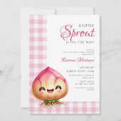 Invitation Fleur de gingham rose bulbe petite pousse shower d (Devant)