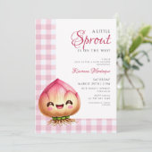 Invitation Fleur de gingham rose bulbe petite pousse shower d (Debout devant)