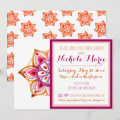 Invitation Fleur de henné Fuschia (Devant / Derrière)