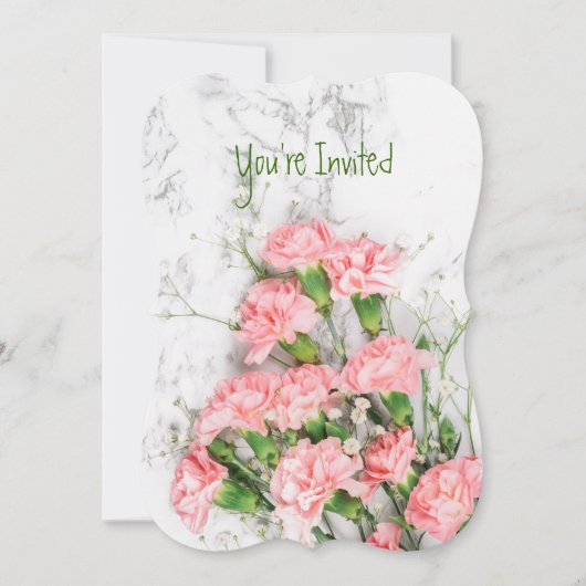 Invitation Fleur de Jardin d'Oeillets pour Anniver (Devant)