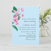 Invitation Fleur de jardin rose. Mariage naturel de printemps (Debout devant)
