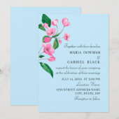 Invitation Fleur de jardin rose. Mariage naturel de printemps (Devant / Derrière)