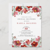 Invitation Fleur de jardin rouge profond (Devant)