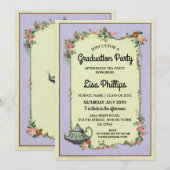 Invitation Fleur de la fête de graduation Wonderland Teapot I (Devant / Derrière)