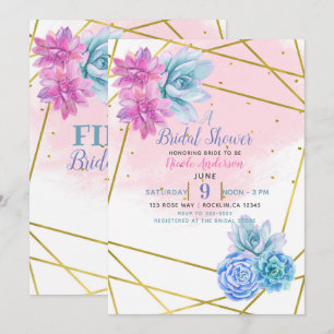 Invitation Fleur de la fête moderne Glam sud-ouest Succulente