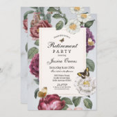 Invitation Fleur de la retraite Fleur de papillon florale Vin (Devant / Derrière)