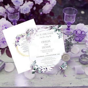 Invitation Fleur de lavande et de pourpre élégante à l'aquare