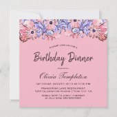 Invitation Fleur de lavande rose Anniversaire Dîner (Devant)