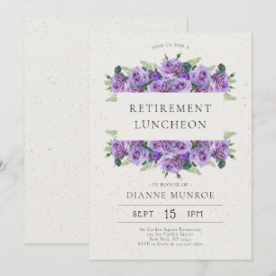 Invitation Fleur de Lilac Minimaliste Élégante pour la Retrai