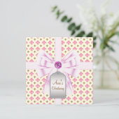 Invitation Fleur de Lis Bébé Christening Rose Marron (Debout devant)