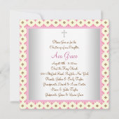 Invitation Fleur de Lis Bébé Christening Rose Marron (Dos)