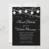 Invitation Fleur de Lis | Black Mardi Gras Sweet 16 (Devant)