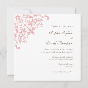 Invitation Fleur de Lis Carré Rose Régence Française
