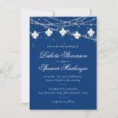 Invitation Fleur de Lis Classic Lumières Bleues | Mariage de  (Devant)