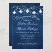 Invitation Fleur de Lis Classique Bleu Lumière | Partie d'eng (Devant / Derrière)