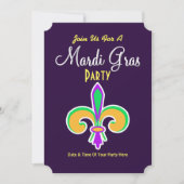 Invitation Fleur De Lis Couleurs de Mardi Gras (Devant)