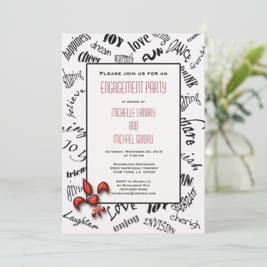 Invitation Fleur de lis Expressions de coeur (Debout devant)