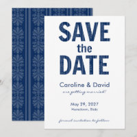 Fleur de Lis Floral Moderne Bleu Marine Enregistre