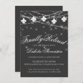 Invitation Fleur de Lis Gris Charbon | Retraite (Devant / Derrière)