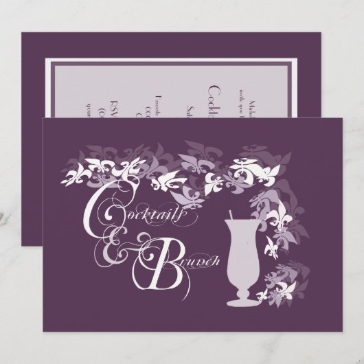 Invitation Fleur de Lis Hurricane Cocktails et Brunch (Devant / Derrière)