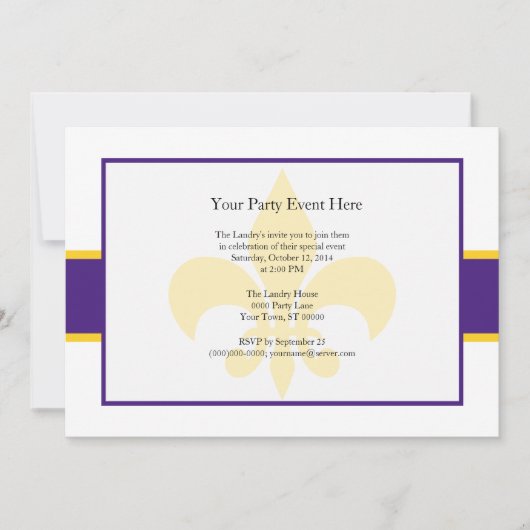 Invitation Fleur de Lis Jaune violet (Devant)