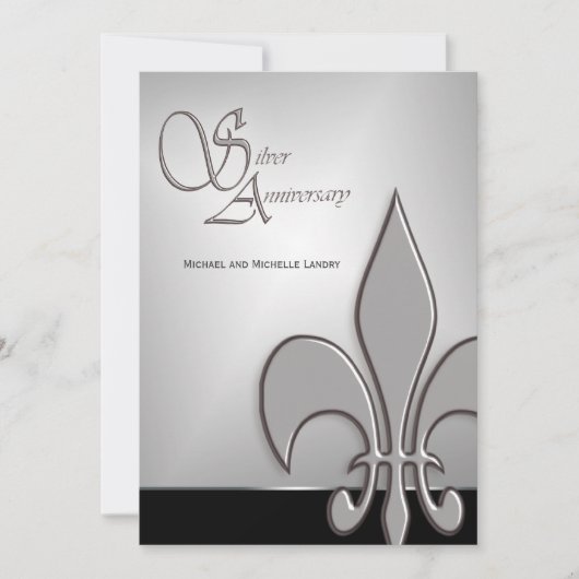 Invitation Fleur de Lis, l'anniversaire de l'argent moderne (Devant)