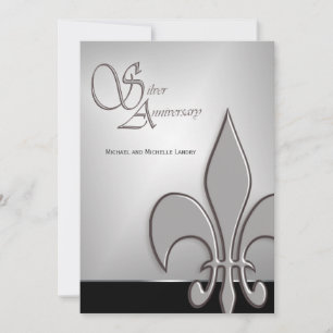 Invitation Fleur de Lis, l'anniversaire de l'argent moderne