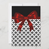 Invitation Fleur de Lis Mariage noir et rouge (Devant)