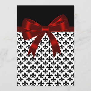Invitation Fleur de Lis Mariage noir et rouge