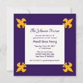 Invitation Fleur de Lis Mask Mardi Gras (Dos)
