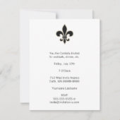Invitation Fleur de Lis Noir avec Blanc et Or (Devant)