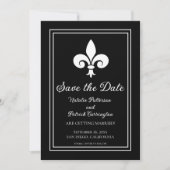 Invitation Fleur de Lis Noir pour annoncer la date (Devant)