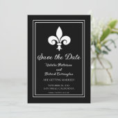 Invitation Fleur de Lis Noir pour annoncer la date (Debout devant)